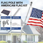 5 FT Flag Pole kit and American Flag 3x5ft with Pole Kit for Outside, Heavy Duty Flag Pole 5FT with 3x5ft American Flag, Stainless Steel Aluminum Multi-Position Flag Pole with Bracket Holder (silver) - Image 2