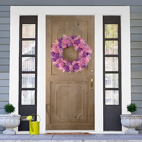 Glittered Small Artificial Easter Egg Wreath with Mesh Ribbons - 20" - Image 4