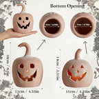 DN DECONATION Halloween Fall Pumpkin Decor, Jack O Lantern Tealight Holders - Image 5