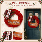 16 Inch Merry Christmas Burlap Wreath for Front Door with Buffalo Bow - Image 2