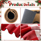 2pcs Christmas Welcome Mat for Front Door Layered Buffalo Plaid Outdoor Rug - Image 3
