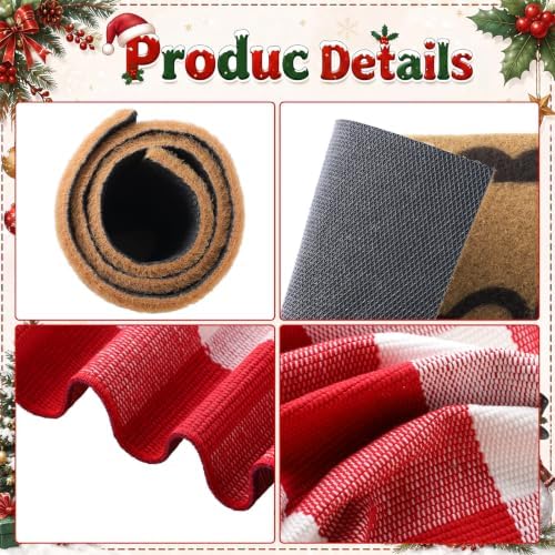 2pcs Christmas Welcome Mat for Front Door Layered Buffalo Plaid Outdoor Rug - Image 3