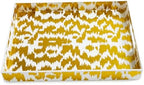 White & Gold Glitter Abstract Serving Tray with Handles, 15.8”x11.7”x1.6” Rectangular Decor Tray – Multipurpose for Breakfast in Bed, Bathroom Vanity, Living Room & Entertaining by Umisriro