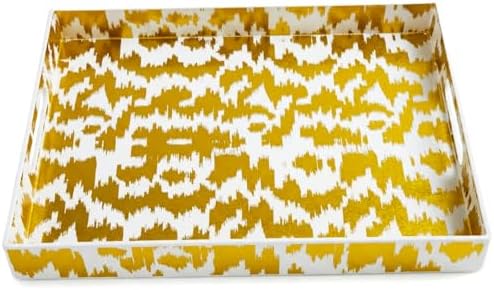 White & Gold Glitter Abstract Serving Tray with Handles, 15.8”x11.7”x1.6” Rectangular Decor Tray – Multipurpose for Breakfast in Bed, Bathroom Vanity, Living Room & Entertaining by Umisriro