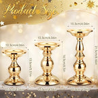 6 Pcs Gold Metal Pillar Candle Holder, 5.31, 6.50, 8.46 Inch Tall - Image 2