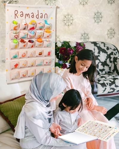 Swooflia Ramadan Countdown Calendar for Kids - 2026 EID Advent Days Empty Pockets with Good Deeds List for Islamic Muslim Mosque Mubarak Home Decorations Gifts Decor for Home Wall زينة رمضان - Image 6