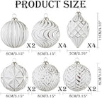 16Pcs Vintage Rustic Christmas Ball Ornaments - Large Shatterproof Neutral Christmas Ornaments Set Farmhouse Christmas Decor for Xmas Tree Home Party Holiday (White) - Image 2