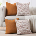 HPUK Throw Pillow Covers 20x20, Set of 4, Golden Brown Couch Pillow Covers - Image 7