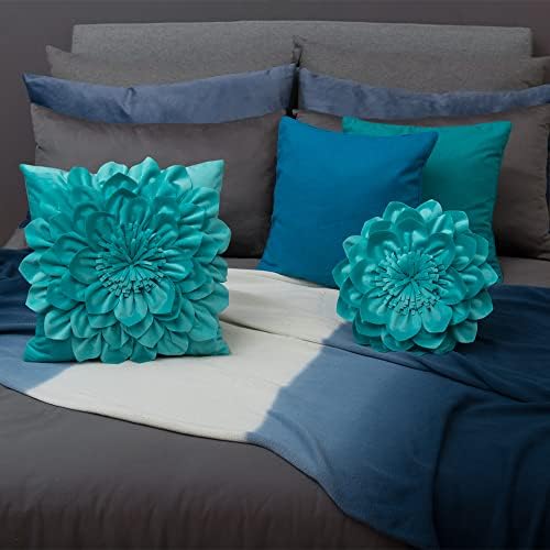 OiseauVoler Decorative 3D Flower Throw Pillow Covers 18 x 18 Inch Teal - Image 7