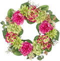 Spring Summer Wreath for Front Door with Large Peonies, Hydrangeas, Dahlias for All Seasons Indoor Outdoor Use, 20" Silk Floral Wreath Spring Summer Decorations for Home, Porch, Wall, Wedding Decor by VillaComo