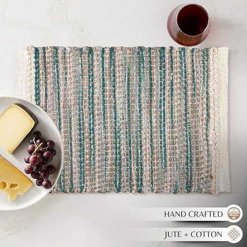Hausattire Woven Jute Placemats, Teal, Set of 4 - Image 6