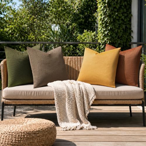 a moment Waterproof Throw Pillow Covers Set of 4,20x20 Inch Outdoor Stain Resistant Pet Friendly Pillowcases Cushion Covers for Patio Sofa and Living Room,Amber Woods - Image 7