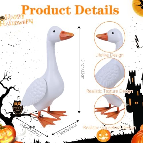 13'' Porch Goose Statue with 2 Sets Replaceable Halloween Outfits - Image 3