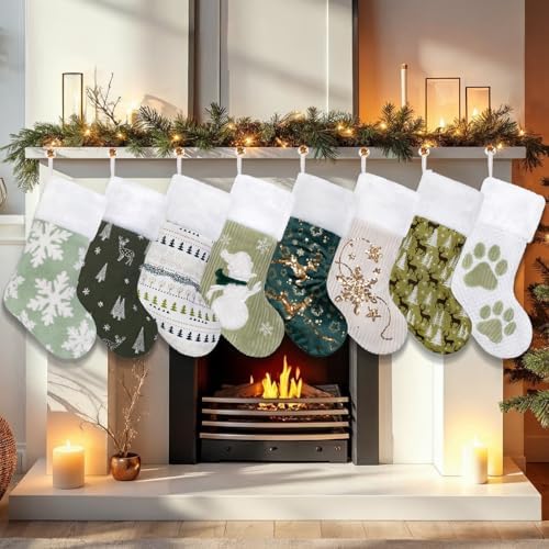 LUBOT Set of 6 Pack Christmas Stockings Applique Sequin Embroidery Craft Mix Plush Classic Rustic Large Family Xmas Stocking Set Fireplace Hanging Holiday Decor - Image 6