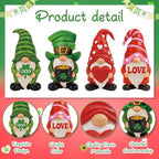 Simgoing 4 Pcs Holiday Gnomes Figurines 2 Valentines 2 St Patrick's Day Gnomes, Resin Love Heart Figurines Lucky Tabletop Decor Holiday Statues Centerpieces for Spring Home Table Tiered Tray Fireplace - Image 3