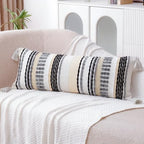 NUYECY Chenille and Cotton Long Pillow for Bed, Striped Textured Boho Lumbar Throw Pillow Cover 14x36, Neutral Accent Decorative Extra Long Body Pillow Case for Couch, Sofa, Bedroom, Grey - Image 4