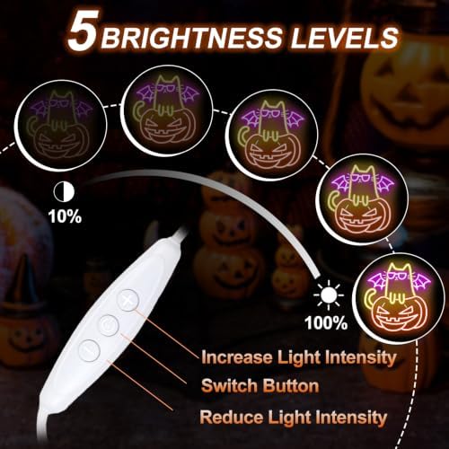 Halloween Cat Pumpkin Neon Sign, 13.4x13 Inch LED Wall Decor Light - Image 3