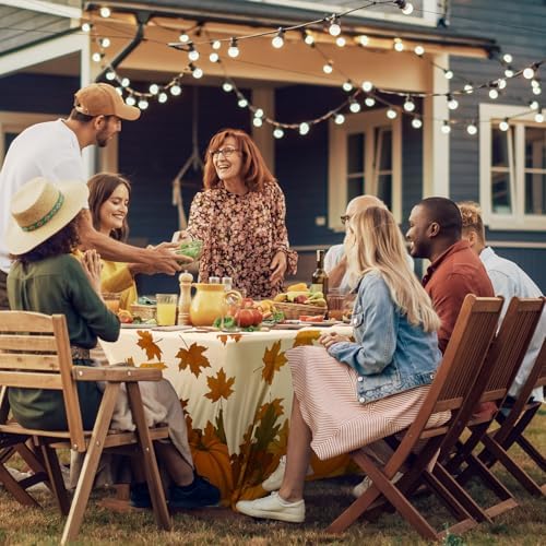 Oudain 2 Pcs Fall Tablecloth 6 ft Pumpkin Maple Leaf Table Cover - Image 5