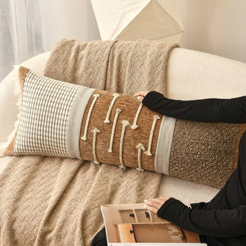 Burnt Orange Boho Lumbar Pillow Cover 14x36 Inches - Image 6