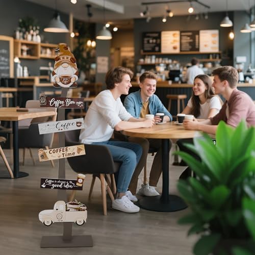 Lighted Wood Coffee Bar Porch Sign, Rustic Coffee Station Accessories for Cafe Shop Restaurant Business Indoor Outdoor Home Decor - Image 5
