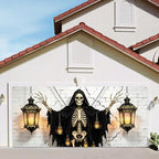 7x16FT Skull Lamp Halloween Garage Door Banner Skeleton Witch Happy Hallowen Garage Door Cover Decoration for Hallowen Decoration - Image 7