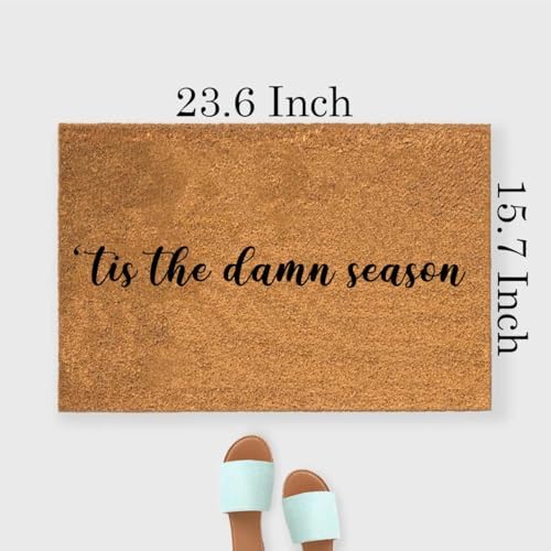 Funny The Entrance Way Outside Personalized Rug with Heavy-Duty Non Slip Outdoor Coconut Coir Doormat Pets Lover Gift 23.6 x 15.7 inch (Tis The Damns Season Football) - Image 2