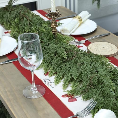 16ft Christmas Garland Realistic Soft and Thickness Green Faux Cedar Pine Garland Artificial Cedar Cypress Garland for Home Fireplace Wall Indoor Outdoor Holiday Party Home Decoration - Image 5