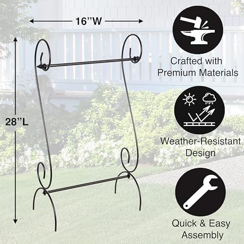 Evergreen Scroll American Garden Flag Stand | Premium Metal Iron Flag Holder Stand | Fits 12x18 Garden Flags for Outside | Weatherproof Outdoor - Image 3