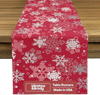 Christmas Table Runners | Red Table Runner | Winter Decorations for Home | Festive Holiday Table Decor | Kitchen Dining Table Runner | Made in The USA | 14" x 108" Long by FabricTextileProductsInc