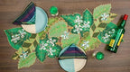 Hand Beaded Green Leaves Table Runner 13x36 Table Décor - Image 3