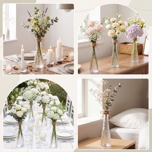 Set of 18 Clear Glass Bud Vases for Centerpiece, Water Ripple - Image 7