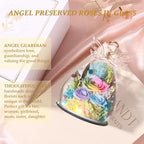 FIACO Gifts for Women Birthday Preserved Rose Forever Flower in Glass Angel Figurines Fresh Flowers for Delivery Prime for Mom Real Orange Roses for Grandma Sister Wife Her from Daughter - Image 6