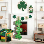 35 Inch St. Patrick’s Day Large Wooden Porch Sign, Shamrock Standing Decor with Rope, Rustic Clover Wood Welcome Sign for Outdoor Indoor Porch Entryway Farmhouse Holiday Decoration - Image 4
