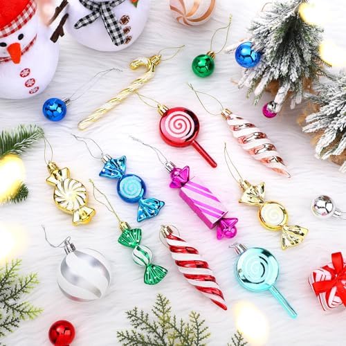 96 Pcs Christmas Tree Ornaments Colorful Candy Ball Ornament - Image 3