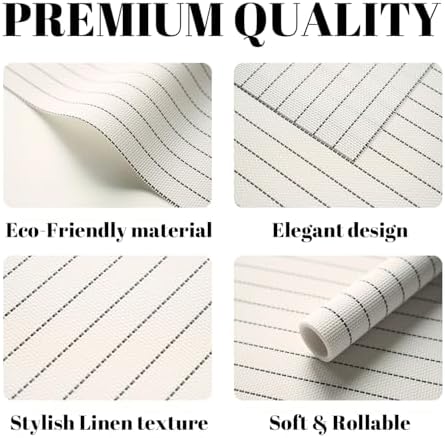 Placemats Set of 12 Vinyl/Plastic Woven Place Mats for Kitchen Table Indoor/Outdoor Washable Placemat Wipeable Dining Table Mats (White Stripes,12) - Image 2