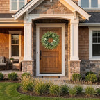24" Large Eucalyptus Wreath for Front Door – All Season Artificial Greenery Wreath with White & Yellow Blossoms – Full Front Door Wreath for Porch, Farmhouse Entryway & Home Wall Decor - Image 5