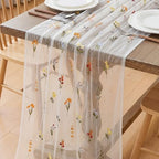 Boao 3 Pcs Wildflower Table Runner Embroidery Tulle Spring Summer Table Runner 120 Inch 10 ft Kitchen Dining Decoration for Wedding Baby Shower Bridal Shower Home Decor Birthday Party (Ivory) by Boao