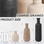 Ceramic Vase Set, 3Pcs Flower Vases for Modern Boho Farmhouse Decor, Decorative Vases for Pampas Grass & Dried Flowers, Distressed Finish - Image 3