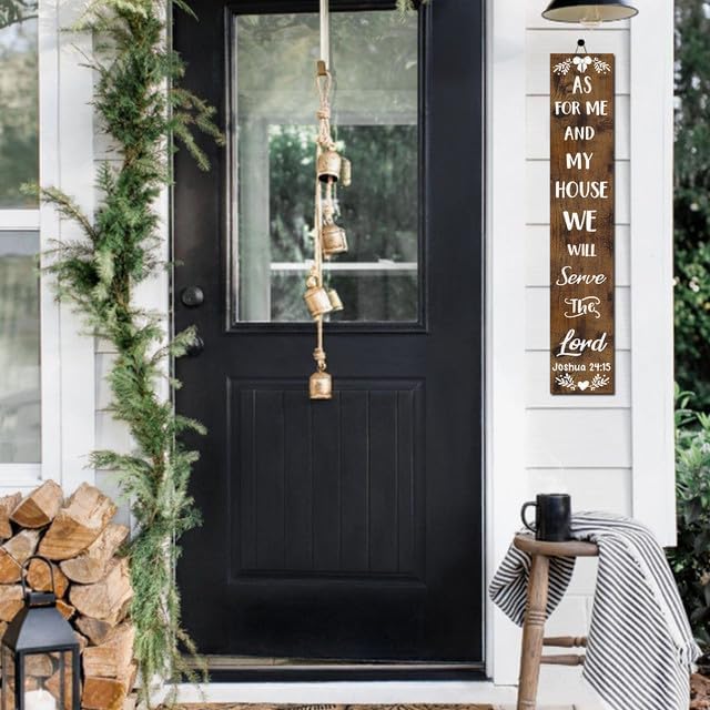 FemiaD Christian Porch Sign Outdoor Welcome Sign for Front Porch Standing 8x63inch Large Rustic Farmhouse Tall Vertical Wooden As for Me and My House We Will Serve The Lord Sign for Home - Image 6