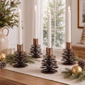 Yungyan 4 Pcs Christmas Pine Cone Taper Candle Holders 3.1 Inch Christmas Pinecone Candle Holder Metal Rustic Candlestick Holder Vintage Distressed Table Centerpiece for Xmas Holiday Farmhouse Decor by Yungyan