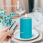 Teal Flameless Candles, Wax Battery Operated Candles with Remote - Image 3