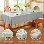Zobesta Blue Linen Table Cloth Rectangle Table 60x84 in Gingham Tablecloth - Image 3