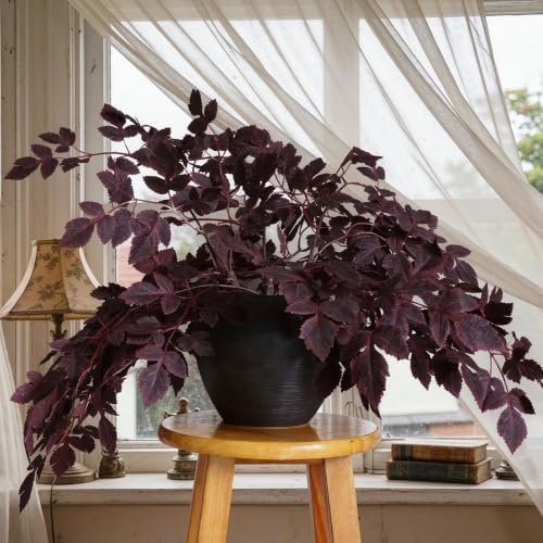 8pcs 24in Artificial Cimicifuga Plum Leaves Stem Fall Autumn Harvest Decor by VOELIGT