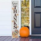 Glitzhome 42"H Thanksgiving Wooden Give Thanks Porch Sign, Vertical Farmhouse Hanging Sign Pumpkin Turkey Porch Décor for Fall Harvest Thanksgiving Autumn Indoor Outdoor Decorations - Image 2