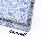 Serving Tray with Handles, 2 Pack Rectangular Plastic Tray 15.75x11.81 Inch, Blue and White Peony Chinese Porcelain Style Decorative Tray for Kitchen, Dining Table, Vanity, Office & Home - Image 2
