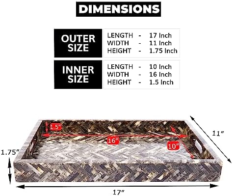 Handicrafts Home Resin Inlay Decorative Serving Ottoman Tray,17x11 - Image 2