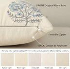 YCOLL Vintage Floral Print Pillow Covers 22x22 Set of 2 Patterned Accent Decorative Cushion Covers Modern Farmhouse Throw Pillow Covers for Sofa Couch Chair Bed Living Room Home Decor, Light Blue - Image 3
