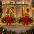 Yalikop 2 Pcs 24.5 Inch Christmas Swags with Light, Red Bow and Berry - Image 5