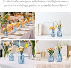 Glass Bud Vases Set of 16 - Blue Assorted Small Mini Glass Vases for Flowers, Crystal Vintage Vase Set, Bulk Centerpieces for Table Décor, Wedding, Home and Events (Blue, 16 Pcs) - Image 2