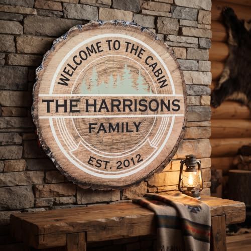 Personalized Family Name Wall Sign, Custom Faux Wood Slice Welcome Plaque, Rustic Farmhouse Home Decor, Flat MDF Board with 3D Printed Wood Illusion (Not Real Wood), Housewarming Gift - Image 6